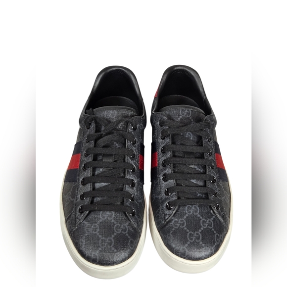 Gucci Ace GG Supreme Canvas Sneakers Black Web Stripe Sz 9 EU 43 429445 - Picture 6 of 16